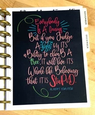 Einstein "Everybody is a Genius" Quote 2-Sided Dashboard 4 use w Happy Planner