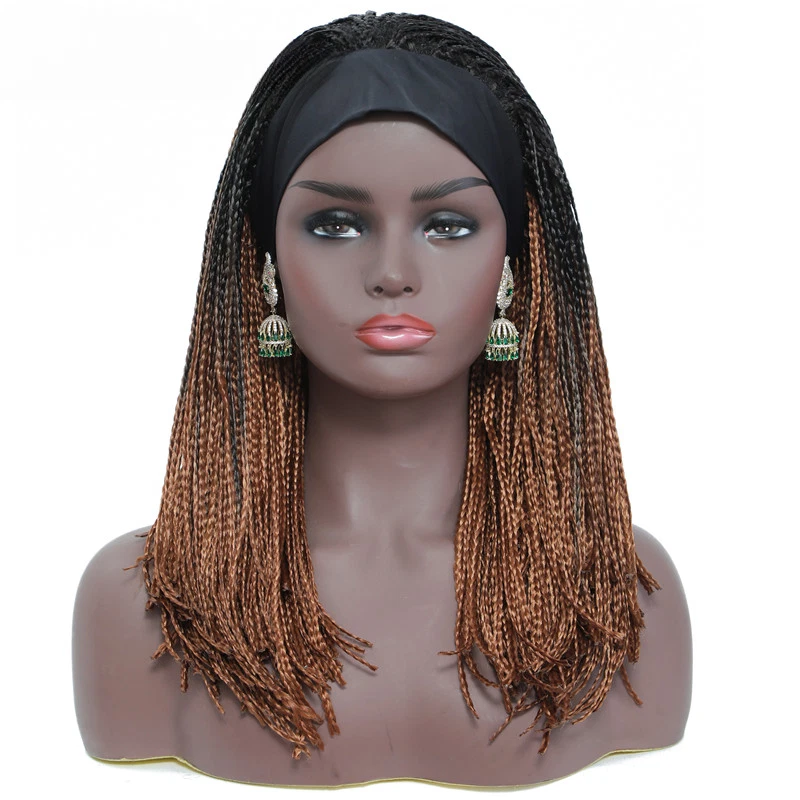 Pelucas trenzadas cabello ganchillo trenzado medio largo sintético para mujer con diadema Foto 3 de 4