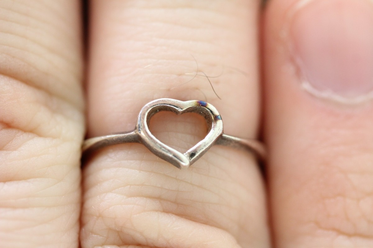 VINTAGE HEART STERLING SILVER 925 RING SZ 7.25 SOUTHWEST RETRO