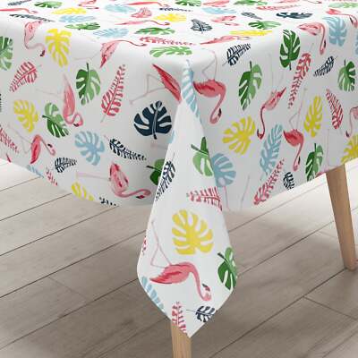 Wachstuch Tischdecke 160 cm Breite P8094-1 Flamingo Monstera eckig rund  oval | eBay