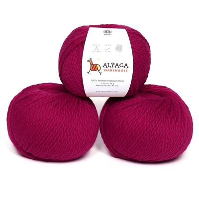 100% Highland Wool Yarn DK Weight Berry Pink Sourced from Peru