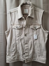 1259 Eleventy Mens Beige Denim Outwear Vest/Jacket Sz:US M/50EU.Made In Italy