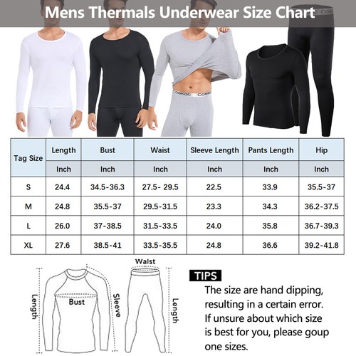 Men Fleece Lined Thermal Underwear Long Johns Top Bottom for Cold Weather US - Picture 37 of 42