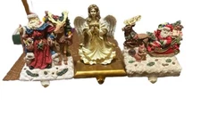 Vtg Set of 3 Cast Iron Christmas Stocking Hanger Holder and Windsor Collection A