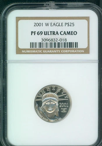 2001-W $25  STATUE LIBERTY PLATINUM EAGLE 1/4 Oz. NGC PR69 PROOF PF69