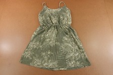 Old Navy Womens Size Small Green Palms Sleeveless Gathered Waist Mini Dress New