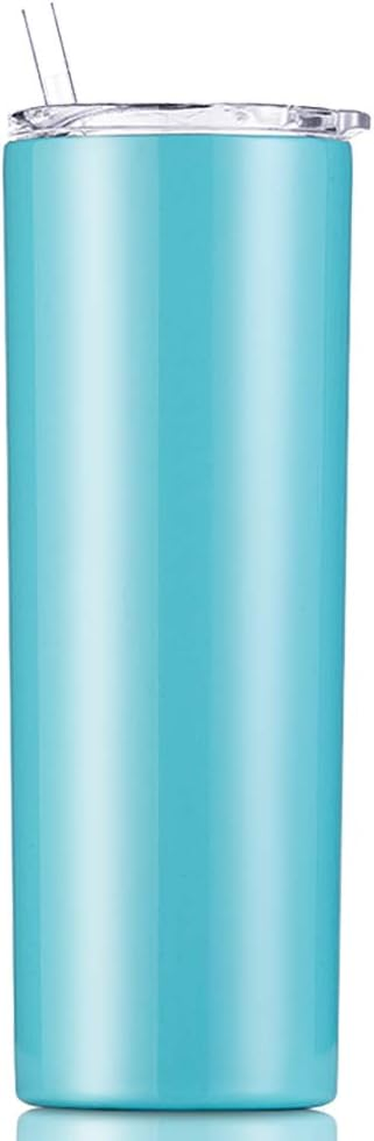 Double Wall 18/8 Stainless Steel Vacuum Slim Skinny Tumbler with Straw and Lid,