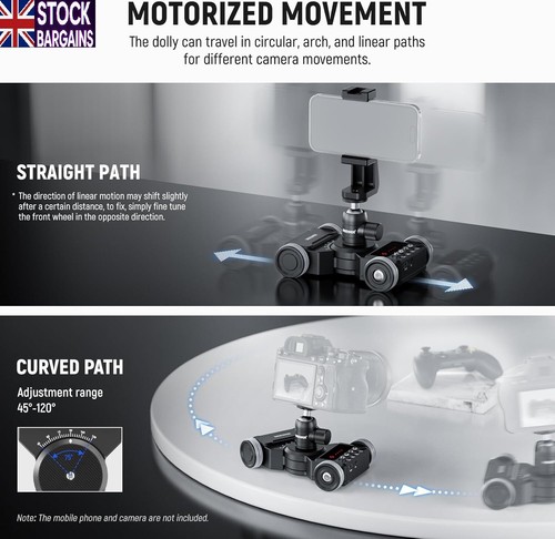 Neewer Motorized Camera Video Dolly Kit App Control for DSLRs /Phones (E587) - Picture 6 of 19