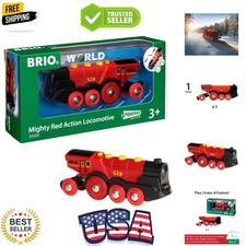 World Mighty Red Action Locomotive - Battery-operated Toy Train for Wooden Tr...