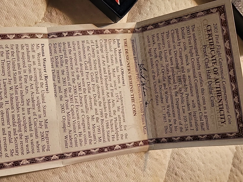 2003 First Flight Centennial Proof Clad Half Dollar Commemorative Coin Complete - Image 4 of 4