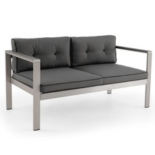 Patio Aluminum Loveseat Sofa Outdoor Garden Modern 2-Person Sofa Chair