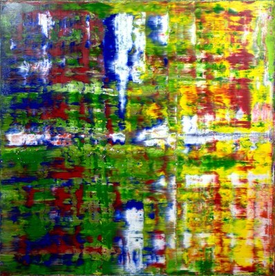 Abstraktes Gemälde ''2010_3_100x100'' im Stil Gerhard Richters (Ölbild)