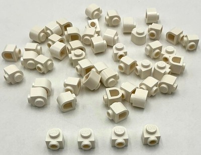 Lego 50 New White Bricks Round 1 x 1 x 2/3 Half Circle Extended Stud on Sides