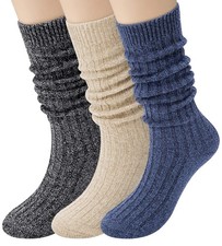 Loritta Wool Socks for Women, Warm Knee High Long Slouchy Boot Socks Soft T...