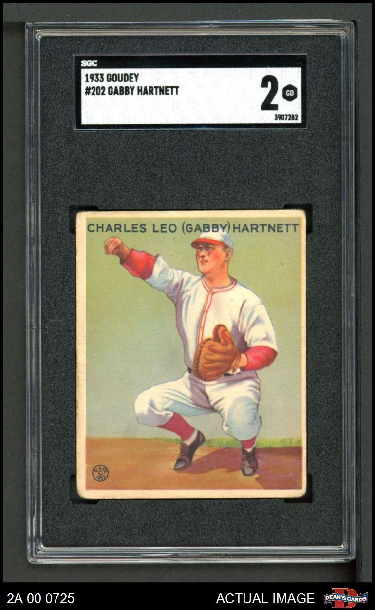 1933 Goudey #202 Gabby Hartnett Cubs HOF SGC 2 - GOOD