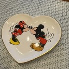 Disney Mickey & Minnie Mouse 5x6 1/2 Ceramic Heart Shaped Jewelry Dish  — photo 1