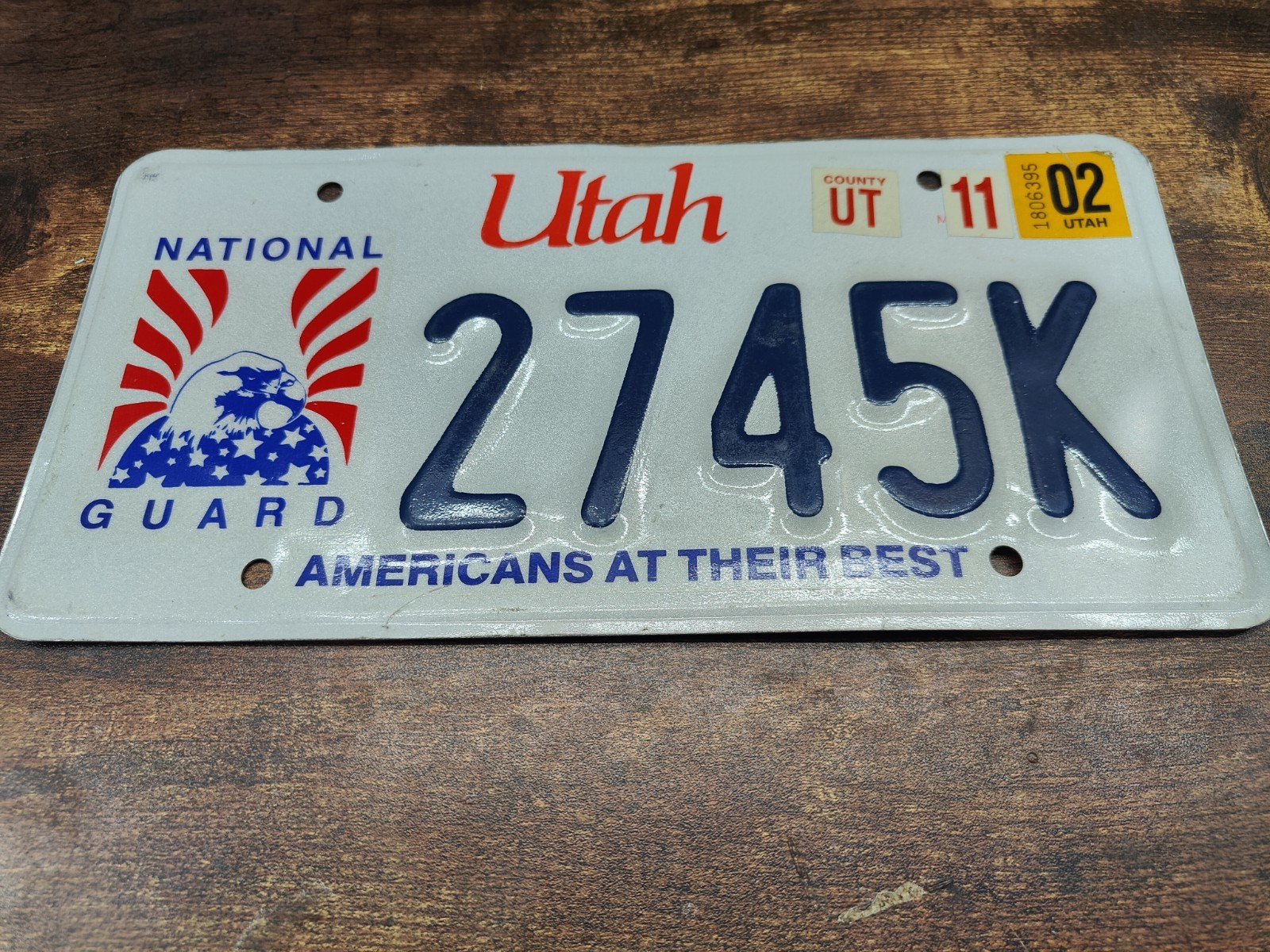 Utah Tag Utah UT License Plate Tag USA 🇺🇸 National Guard 🦅🪖2002 MILITARY 🎖️ 2745 K
