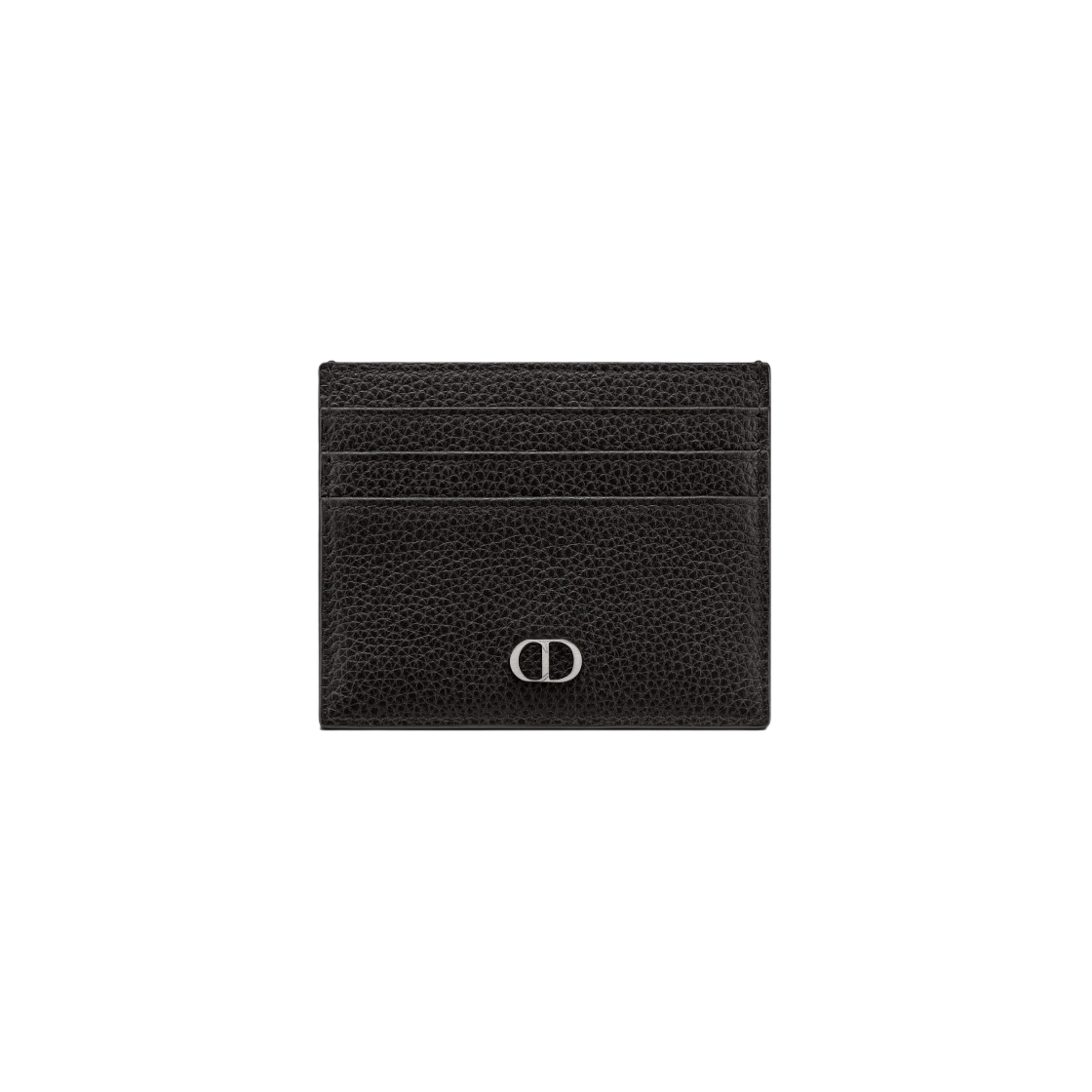 Dior Black Grained Calfskin Card Holder with CD Icon Signature-image