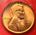 1951-P Lincoln Wheat Cent Penny GEM RED BU From an Original Bank Roll