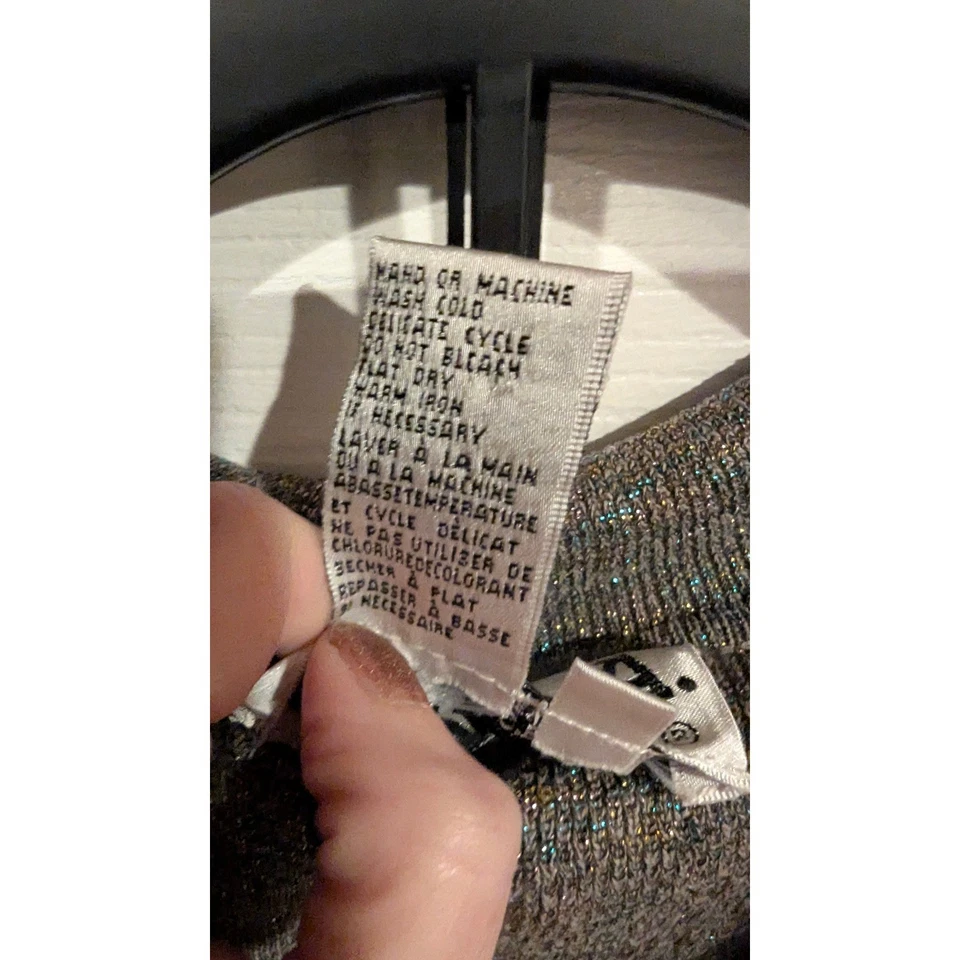 Joseph A. Women's L Metallic Silk Blend Collared 3/4 Sleeve Sweater Top Y2k - Image 4 of 4