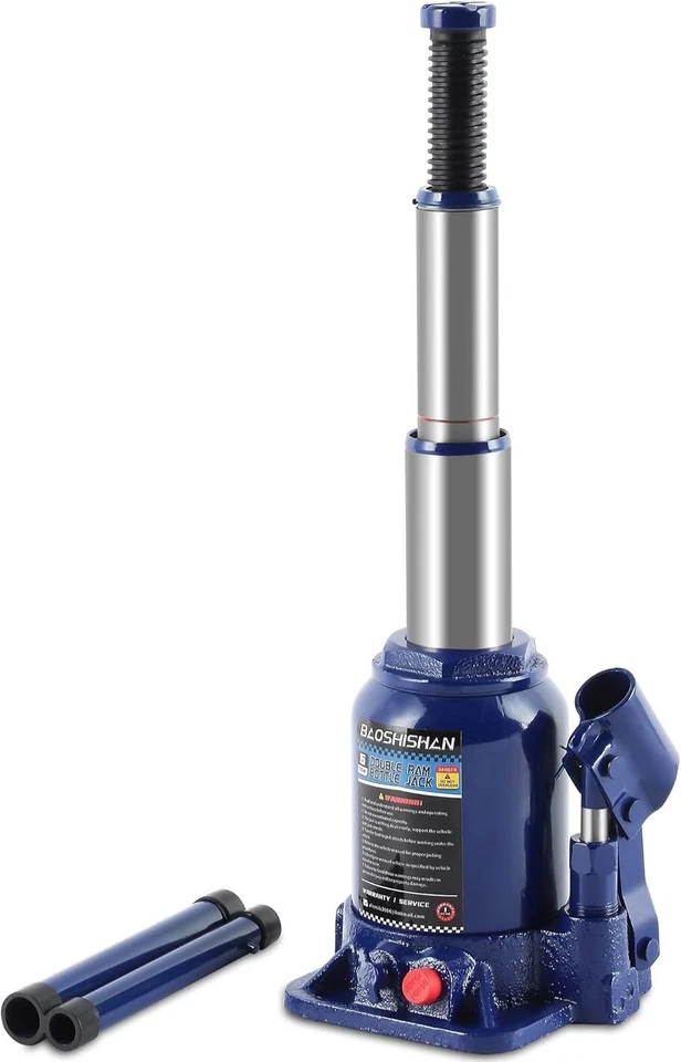 Hydraulic Bottle Jack 6 Ton Stainless Steel Double Ram with Extension Screw Foto 2 de 4