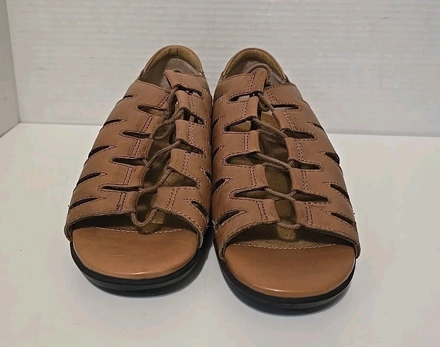 Sandalias planas de gladiador de cuero marrón Array para mujer talla 8 Foto 2 de 4