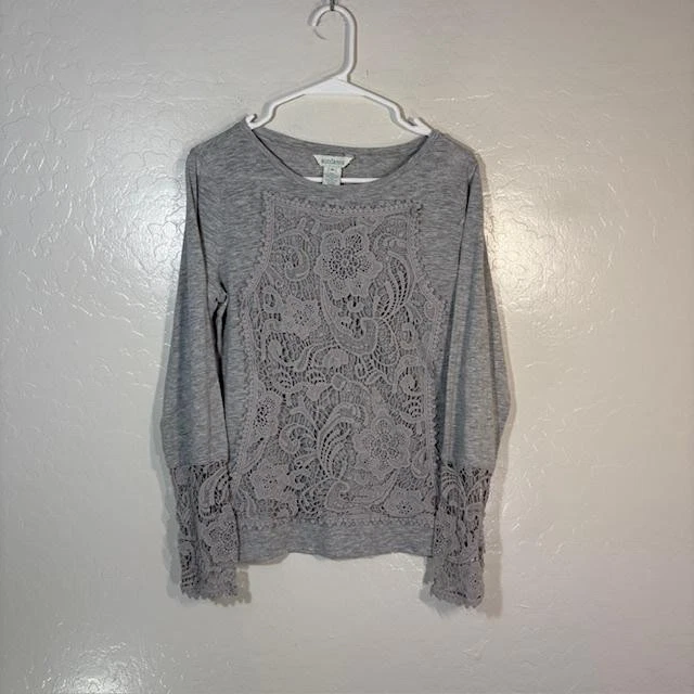 Sundance Shirt Womens Medium Gray Floral Crochet Lace Long Sleeve Jersey Top
Opens in a new window o