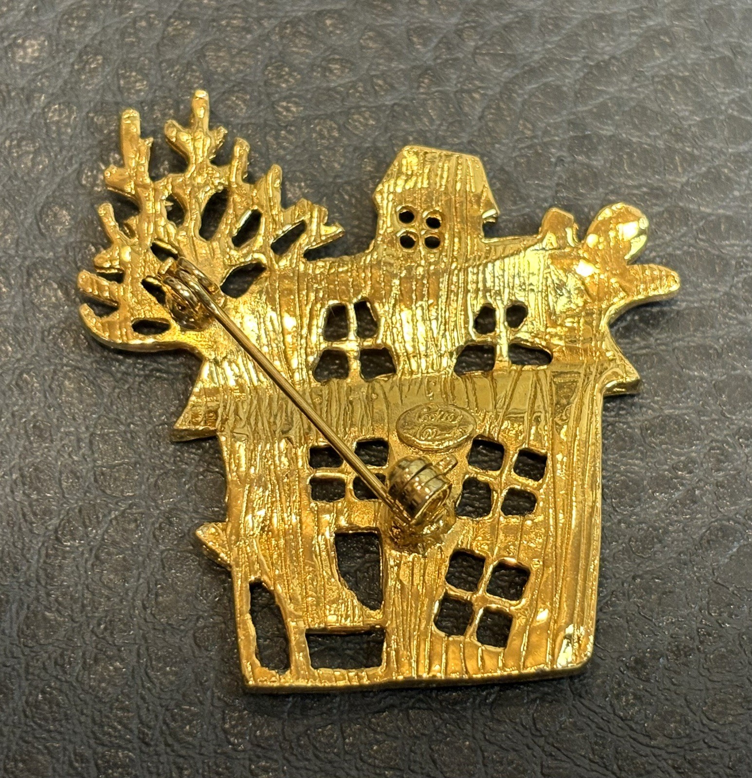 Vintage Cookie Lee Halloween Haunted House Ghosts Enamel Gold Tone Pin Brooch thumbnail 4
