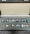 (12) Vintage  Sterling Silver 925 Mixed Rings CZ Southwest Assorted Sizes w/case
