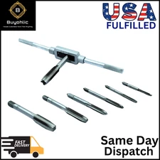 Set of 8 Pc Taps with Adjustable Tap Wrench 1/16-1/2'' for Threading