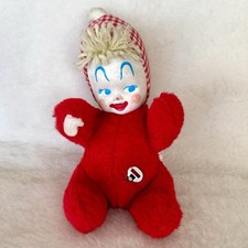 Vintage Toys 1960 s Rare EDEN Wind-Up Musical Plush Toy Cute Clown Baby Girl