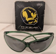 ARNET Threat Sunglasses Green Frame Gray Mirror Vintage Old Logo Extra Lens