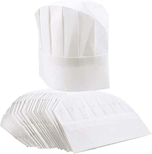 Large White Chef Hats, 24 Pack - Adjustable Disposable Paper for Kids & Adults