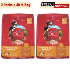 2 Packs, Purina ONE Natural Adult Chicken & Rice Formula Dry Dog Food, 40-lb bag 1.03 per pound