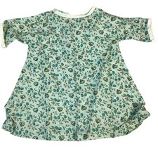 Vintage Handmade Baby Doll Dress Teal Floral Berry Print A-Line Green Cream