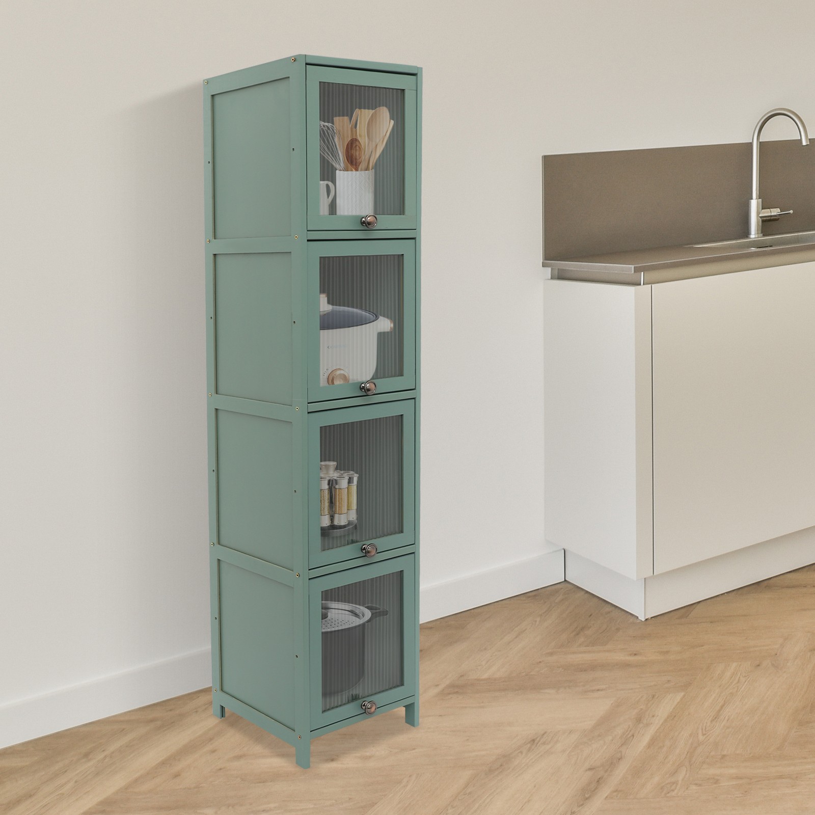 Small Narrow Floor Corner Cabinet with Door 30x33x140cm Storage Organizer