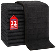 Microfiber Salon Towel 12 Pack Black Hand Towels 16 x 27 Inches Face Towel Bu...