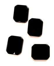 2 VINTAGE GENUINE BLACK ONYX GEMSTONE 12x10mm. OCTAGON CABOCHON PLAQUES E495