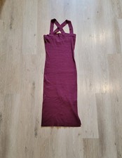 Forever 21 Deep Red Ribbed Midi Dress with Crisscrossing Straps, Sz L