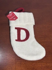 Letter D Mini Christmas Stocking Knit White Wondershop 8" Monogram Gift NEW NWT