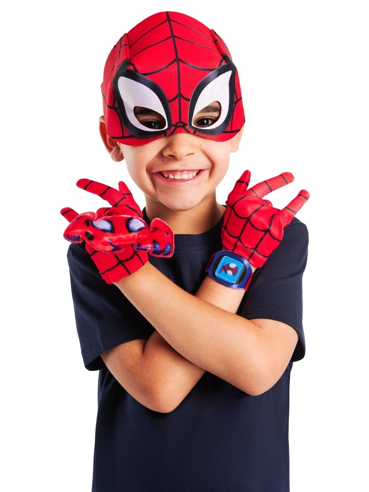 Kids Spidey Accessory Set Marvel Spider-Man Mask Gloves Watch Plush Fancy Dress - Image 3 of 4
