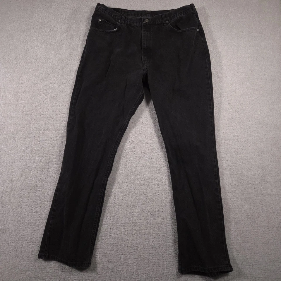 Wrangler Jeans Mens 38x34 Black Wash Regular Fit Straight Leg Five Pocket Denim - Image 2 of 4