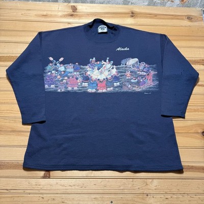 Vintage 90s Lee Alaska Native Culture Graphic Crewneck Souvenir Sweatshirt - XL