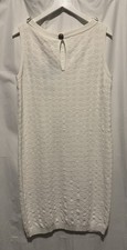 CHANEL RTW White Woven Cotton Knit Sleeveless Sheath Dress, Pockets, Size 40(8)