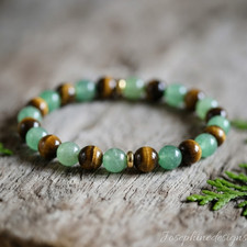 Natural Green Aventurine Tiger Eye Bracelet Wealth Luck Double Protection Gift