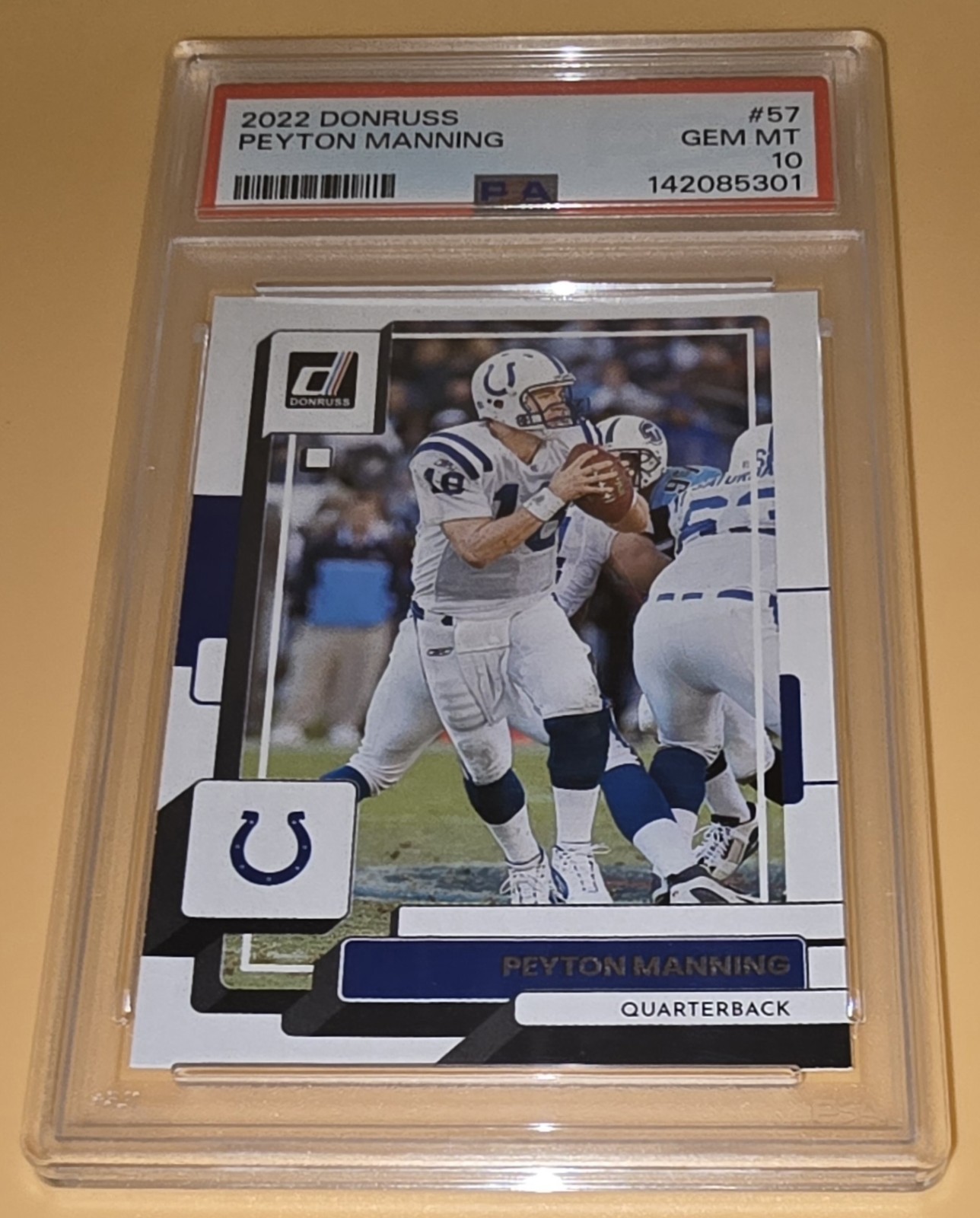 Peyton Manning PSA 10 Low Pop 2022 Panini Donruss 57 Indianapolis Colts NFL Card view 3
