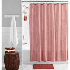 Shower Curtain Bathroom Set 15-Piece, Geometric Rusty Brick by Mainstays NEW