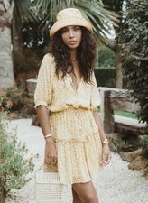 Spell and The Gypsy Rae Playdress in Daisy Yellow Size XXS Mini Dress Aus 6 Us 2