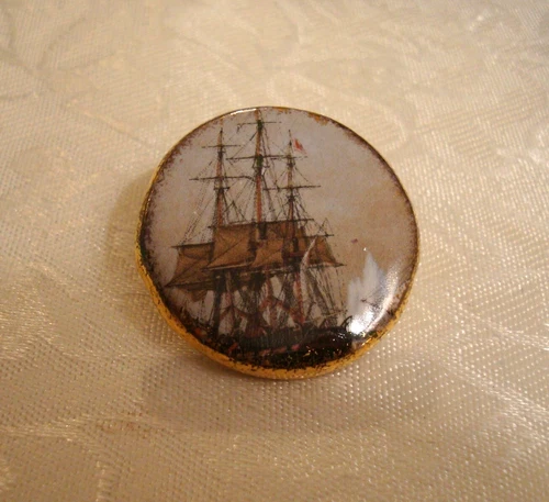 Birchcroft China Button - Ship Design - 1 3/8 inch