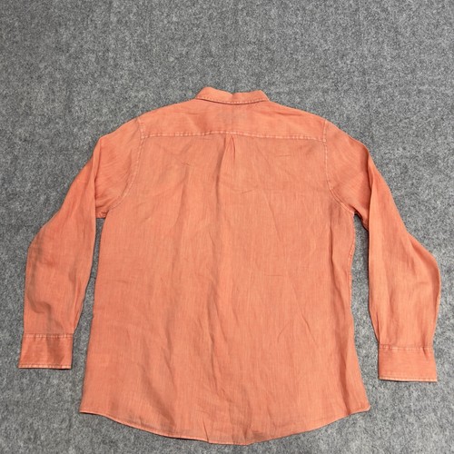 Raffi Linea Uomo Shirt Mens Large 52 Orange Pure Linen Button Up Beach Vintage - Picture 2 of 12